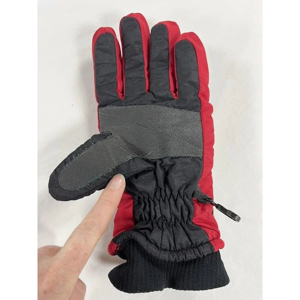 Vintage 1970s McGregor Taslan Ski Gloves Red Black Insulated Youth Large 10 12